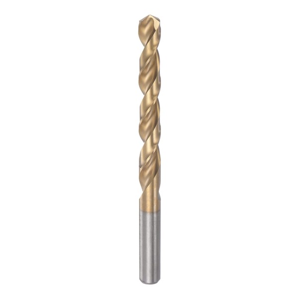 sourcing map Twisted Drill Bit 10.8 mm Titanium Coated (HSS-E)