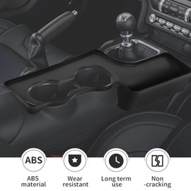 Linskip Center Console Gear Shift Storage Organizer Compatible with Ford Mustang 2015-2022 2023 2024, Cup Holder Side Tray for Ford Muatng Accessories(Black)