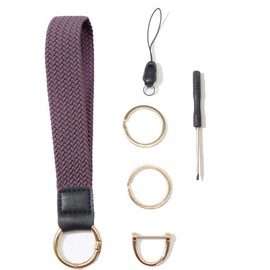 LVYOUME Elastic Keychain Wristlet with Detachable Wrist Lanyard, Cute Bag Charms for Handbags, ID Badge Holder for Women, Teacher Lanyard & Purse Accessories(Purple)