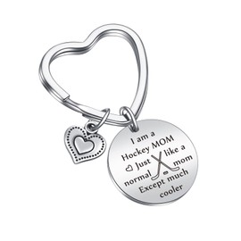 JIUSHUN Hockey Mom Keychain - Sport Themed Gifts For Hockey Mother, Lover, Player, Coach, Manager Keychain - Mother's Day Jewelry For Team Mom Gifts