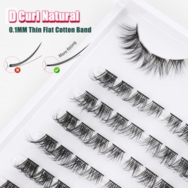 Lash Clusters Mixed 10-14mm Cat Eye Lashes D Curl Pre-mapped Left & Right Lashes Individual Cluster Siligli Natural Eyelashes Cluster DIY Cluster Eyelash Extensions 0.1MM Thin Band Lashes 8 Pair
