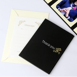 Photo Mat Gift, Graduation, Grandparents Mother's Day Father's Day Gift Photo Mats Pocket "Thank You/Ivy" 3 Large Surface Vertical , blk