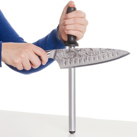 Ergo Chef Pro Series Diamond Knife Sharpening Steel Rod 12-Inch, Professional Kitchen Knife Blade Sharpener, Knife and Scissor Honer, Ergonomic Handle