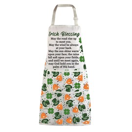 Irish Blessing Cooking Kitchen Apron Irish Blessing Gifts for Women Men Irish Prayer Chef Baking Garden BBQ Apron with Pocket (Irish Blessing apron wh)