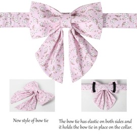 Lionet Paws Design Dogs Collar Cute Pink Sailor Bow Dog Collars for Girl Female Medium Large Dogs with Swan XL
