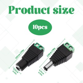 10PCS DC Power Jack Connector,5.5 mm X 2.1mm 12V DC Power Male and Female Jack Connectors,DC Power Male Female Jack,DC Connector,Waterproof DC Power Connector,12v Connectors,for CCTV Security Camera