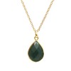 Gempires Green Jade Pear Shaped Teardrop Crystal Necklace, Bezel Pendant