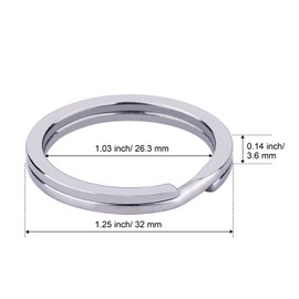 Outus 32 mm Titanium Key Rings Split Rings, 5 Pack