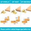 1/2" Overlay Brass Gold Cabinet Hinges, (25 Pairs - 50