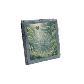 I Love Spiders Slate Coaster – Elegant Arachnid Web Design for Nature Enthusiasts (slco-kf25-spiderslovekvd)