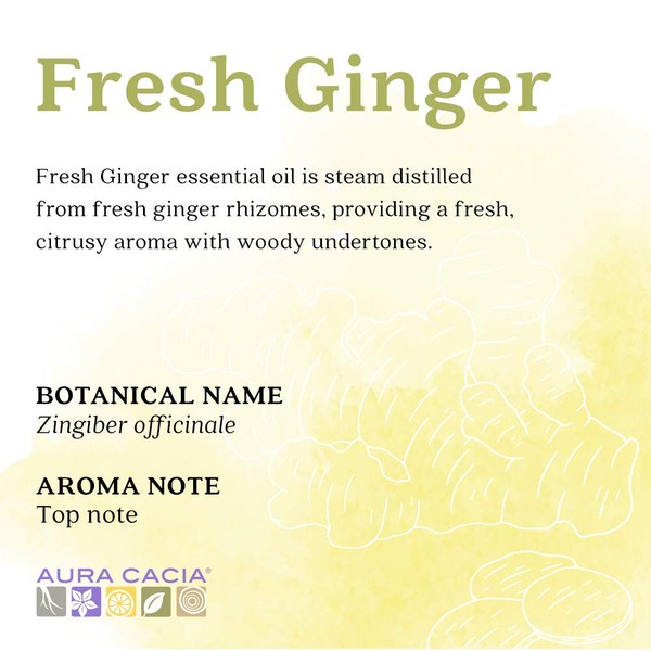 Aura Cacia Fresh Ginger Essential Oil | GC/MS Tested for Purity | 15ml (0.5 fl. oz.)
