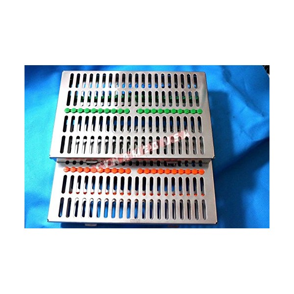 2 German Stainless Dental Autoclave Sterilization Cassette Rack Box Tray