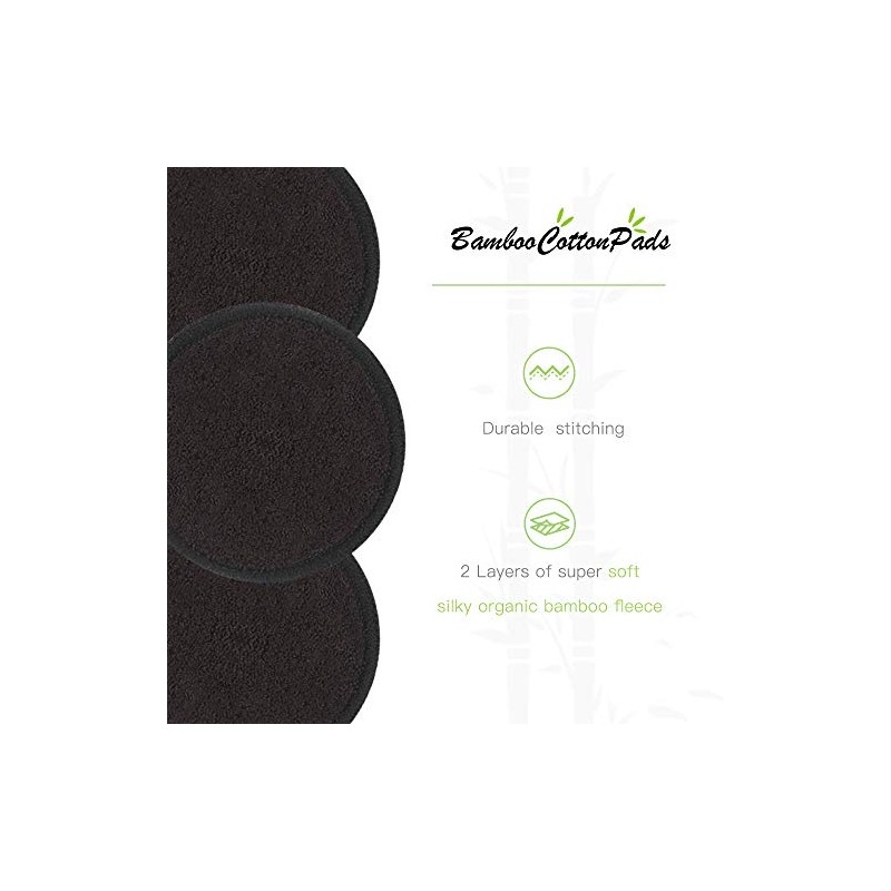 Almohadillas desmaquillantes reutilizables color negro, lavables, paquete de 10 unidades