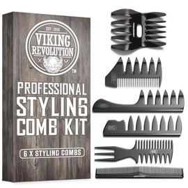 Viking Revolution Professional Styling Hair Combs for Men (6 Pieces) - Mens Comb for Hair Styling, Texturizing, Grooming and Detangling - Anti-Static, Durable and Easy to Clean
