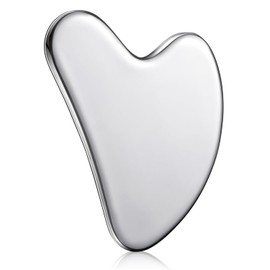 Nuanchu Herramientas Faciales Gua Sha de Acero Inoxidable Herramienta Guasha para Cara Herramienta de Belleza Guasha de Masaje al Corazón Apretar Piel de Metal con Bolsa de Viaje