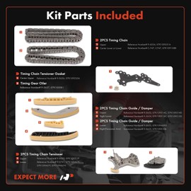 A-Premium 10PCS Engine Timing Chain Kit W/Tensioner & Guide Compatible with Volkswagen - Jetta 2008-2017, Passat 2012-2014, Golf 2010-2014, Beetle 2009-2010/2012-2017, Rabbit 2008-2009 - L5 2.5L