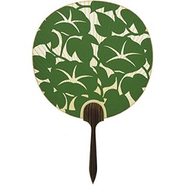 Shiomi Fan 2101 Made in Japan Uchiwa Chiyo Woman (Green) One Side Openwork 9.8 x 14.6 inches (25 x 37 cm)
