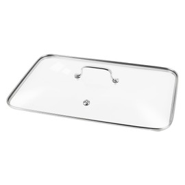 Vayepro Griddle Glass Lid for Lodge 10.62-inch x 16.14-inch Cast Iron Rectangular Reversible Grill/Griddle, Clear Pot Cover Accessories, Glass Basting, Keep Warm and Prevent Splashing