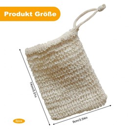 6 Stück Seifensäckchen Bio,Nylon Seifenbeutel, Seifensack Zum Duschen, Sicherer und Langlebiger Sisalfaser Seifensäckchen für Feste Seife Mesh