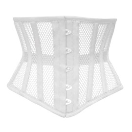 Naveed Women's Underbust Corset Waist Trainer Mesh Corset Mesh Corset with Strong Lacing for Waist Training and Waist Reduction, White
