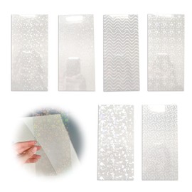 Hologram Stickers, Glitter Stickers, Trading Card Deco, Set of 6, Clear Stickers, Emits Aurora When Illuminated and Easy to Use, Removable, Waterproof, DIY Decoration