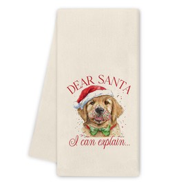 Noaleviax Golden Retriever Kitchen Towels Gifts - Funny Golden Retriever Christmas Decor, Christmas Dog Gifts, Dear Santa Navidad Hand Towels Dish Towels for Kitchen Bathroom, 16x24 Inch