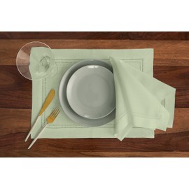 Solino Home Linen Hemstitch Napkins 20 x 20 Inch – 100% Pure Linen Sage Green Cloth Napkins Set of 4 – Double Hemstitch Dinner Napkins for Fall, Thanksgiving, Christmas, Winter Decor