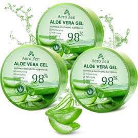 Aero Zen Paquete De 3 Gel De Aloe Vera Puro Para Rostro Y Cuerpo, Gel De Aloe Vera 98% Puro Para Piel, Cuero Cabelludo Y Cabello, Hidratante Facial De Aloe Calmante, Cuidado De La Piel