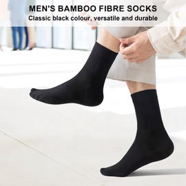 6 Pairs Black Bamboo Crew Socks - Breathable & Moisture Work Socks for Men & Women, Business Commuter Socks,Soft Casual,Skin-friendly,Daily Wear