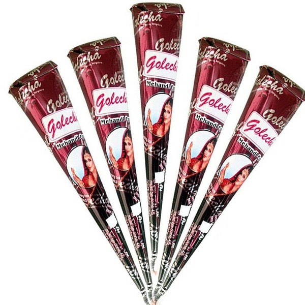 Golecha 100% Natural Henna Paste Cones (Red/Brown) No Mix, No PPD, 150 g, Pack of 6