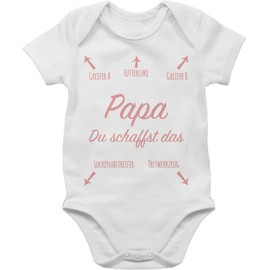 Shirtracer - Baby Bodysuit Boy Girl - Baby Romper Girl & Boy - Papa du schaffst das Rosa, 2 White