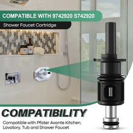 Dreyoo 1 Pack Compatible with 9742920 S742920 Pull and Turn Tub Shower Cartridge, Compatible with Pfister Avante Series Lavatory, Tub Faucet, Shower Valve Cartridge Replacement Part (Metal Stem)