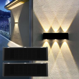 Mrzxy Solar Lights Outdoor Aluminum 3000K Warm White Solar Wall Lights Outdoor Waterproof Up and Down Sconce Dusk to Dawn for Sign, Yard, Outside, Fence
