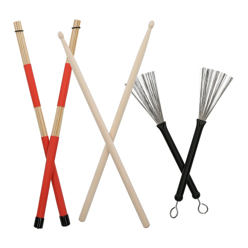 Drum Stick Brush Set Jazz Retractable Metal Wire 5A Bamboo
