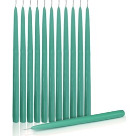Dripless Taper Candles 15" Inch Tall Wedding Dinner Candle Set of 12 Turquoise