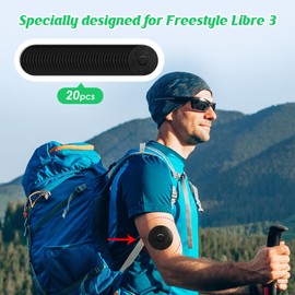 Freestyle Libre3 Plasters Waterproof, Pack of 20 Libre 3 Sensor Stickers, Waterproof and Durable Plasters for Freestyle Libre 3, Thin Film Patch, Easy to Use by YOUSHARES (Pack of 20, Black)