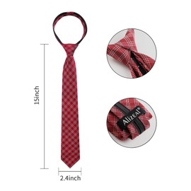 Alizeal Boys 15inch Length Novelty Woven Stripe Neckties for Age 8-14, Red