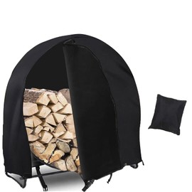 KANCOKIT Firewood Log Hoop Cover, 40 Inch Outdoor 600D Heavy Duty Waterproof and Weather Resistant Round Log Rack Cover, with Full Length Zipper, Wood Ring Storage Holder Cover