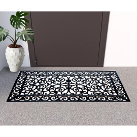Homeroots 24" X 48" Black Rubber Outdoor Door Mat