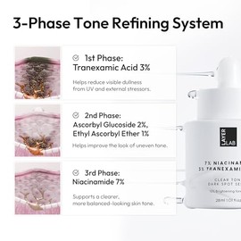 LAYERLAB Suero de aspecto de manchas oscuras con niacinamida al 7% y ácido tranexámico al 3% | Complejo de 13% Radiance Unifica visiblemente el aspect