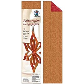Ursus 16050000 Folding Design Paper Crush Paper, 33 Sheets, Approx. 7 x 30 cm, 120 g/m², Dyed, Front with Pearl Effect, Film Finished, Includes Craft Instructions (English language not guaranteed)