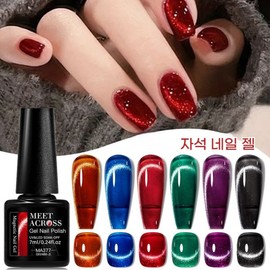 6 Colors Crystal Cat Magnetic Nail Gel Polish Set Long Lasting Glitter Nail Supplies Soak Off UVLED Vernis Gel Kit for Manicure Design, Crystal Magnetic Gel, 6 Pieces, 7ml / 6가지 컬러 크리스탈 고양이 자석 네일 젤 폴리쉬 세트 오래 지속되는 글리터 네일 용품 소크 오프 UVLED 베르니 젤 키트 매니큐어 디자인용, 크리스탈 마그네틱 젤, 6개, 7ml
