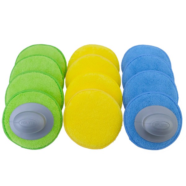 Polyte Microfiber Detailing Wax Applicator Pad w/2 Handles, 5 in,