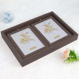 ZEEYUAN Modern Picture Frame 13 x 18 cm Wood Effect Rotating Photo Frame for Portrait Format 4 Pictures to Give as a Gift