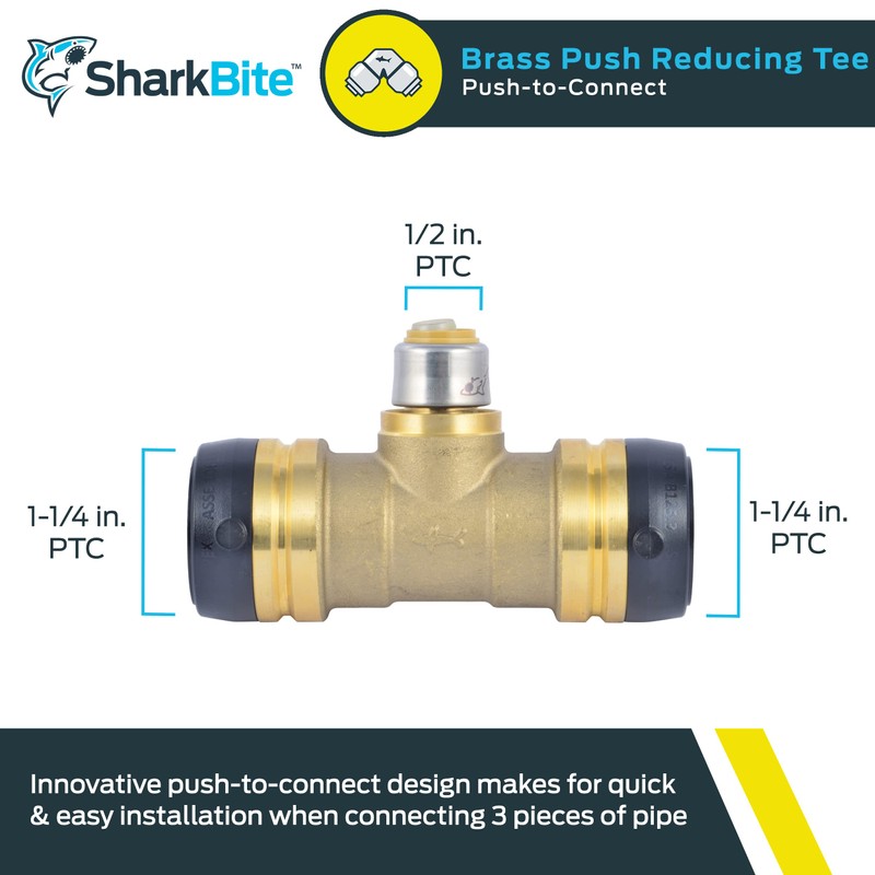 SharkBite 1-1/4 Inch x 1-1/4 Inch x 1/2 Inch Reducing