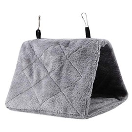 eecoo Suave Hamaca de Felpa Jaula Colgante Nido de pájaro Tienda de Refugio cabaña para pájaros Loro Cama de Invierno cálido Juguete para Mascotas(M-Gris)