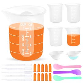 Silicone Resin Measuring Cups Tool Kit, Non-Stick Silicone Cups for Epoxy Resin, Reusable 250&100ml Silicone Mixing Cups with Stir Sticks, Pipettes, Epoxy Resin Supplies, Molds, Jewelry Making