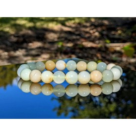 RAYON Green Opal Bead Bracelet Men Stretch 10mm 7, 7.5, 8, or 8.5 inch