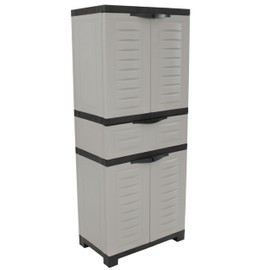 Sunnydaze Plastic Garage Storage Cabinet with 2 Adjustable Shelves - 57" H - Garage, Office, Home, Laundry Room - Gray