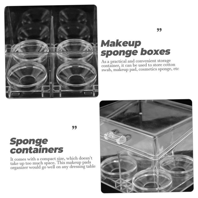 Baluue Clear Makeup Sponge Storage Box Transparent Multi-grid Organizer for